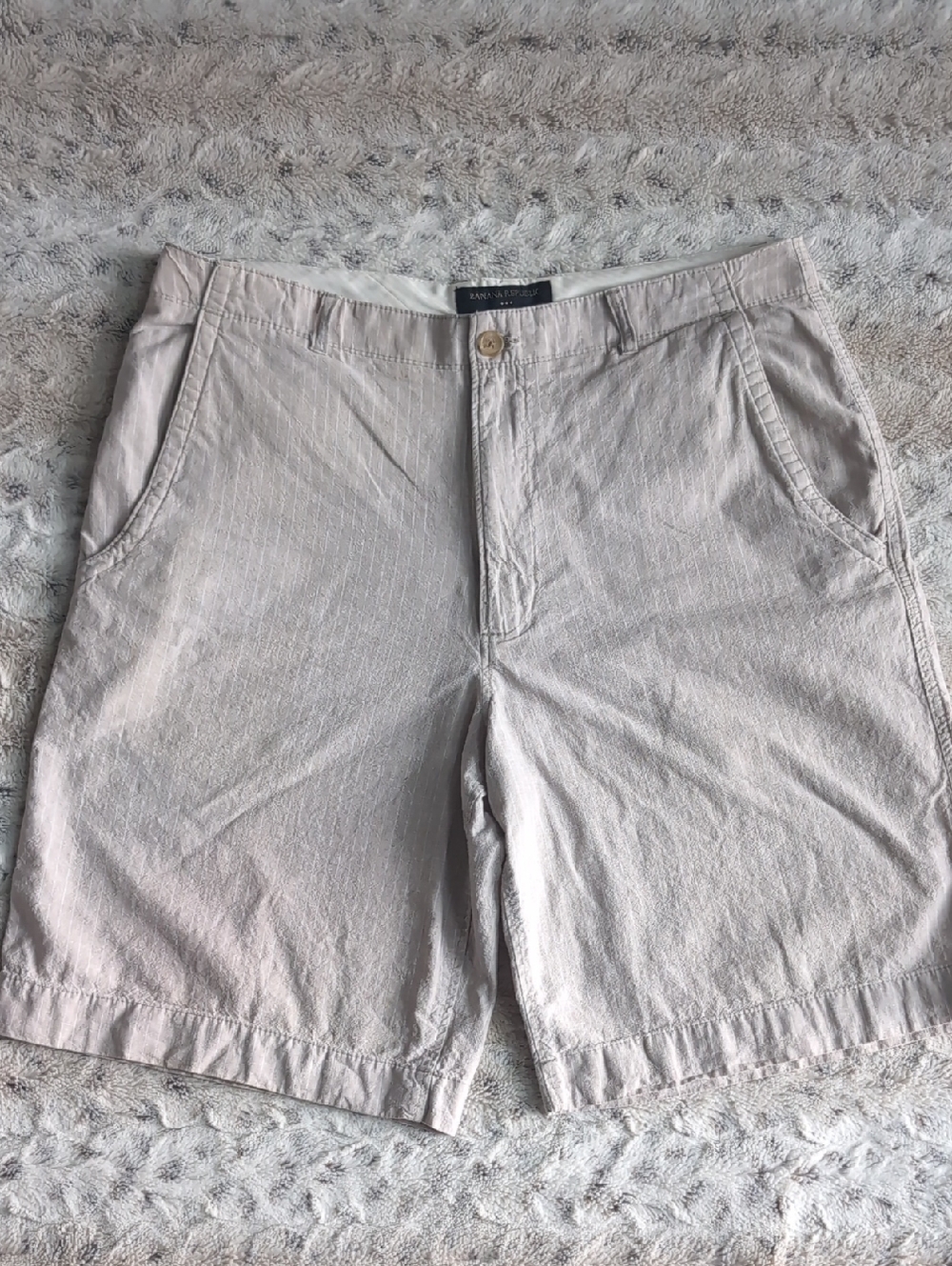 Banana Republic Factory Linen Blend Striped Bermuda Shorts